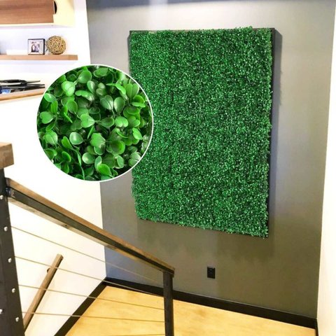 7 Painéis de Folhagens Verdes de Buxinho Artificial Ideal para Criar Um Jardim Vertical em Casa