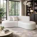 Ver imagem 1 de Sofá Orgânico Curvo Quatro Lugares 250cm em Corino Ocre Luxuoso com Almofadas