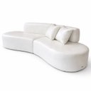 Ver imagem 4 de Sofá Orgânico Curvo Quatro Lugares 250cm em Corino Ocre Luxuoso com Almofadas