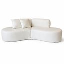 Ver imagem 3 de Sofá Orgânico Curvo Quatro Lugares 250cm em Corino Ocre Luxuoso com Almofadas