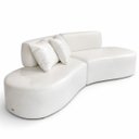 Ver imagem 2 de Sofá Orgânico Curvo Quatro Lugares 250cm em Corino Ocre Luxuoso com Almofadas