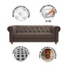 Sofá Para Barbearia 1,80m Chesterfield Living Sued Marrom Shop JM - 3
