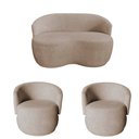 Ver imagem 2 de Kit Namoradeira + 2 Poltronas Decorativa Beatriz Orgânica Bouclé Bege