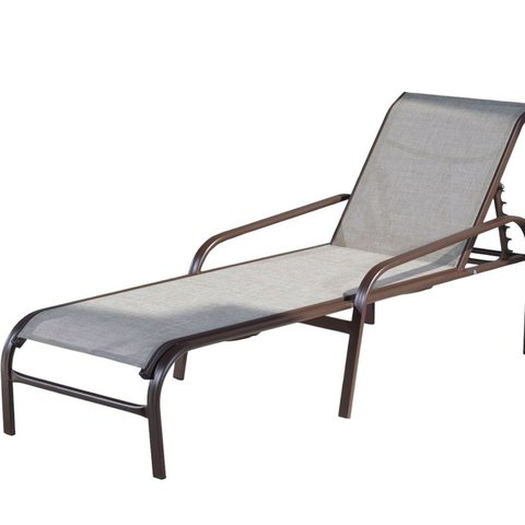 Espreguiçadeira para Jardim 46cm x 62cm x 190cm Slim Marrom/Bege