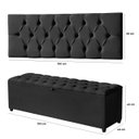 Ver mais imagens de Cabeceira Solteiro Paris Estofada Painel com Recamier Baú 80cm para Cama Box Preto - Arkell