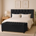 Ver imagem 1 de Cabeceira Solteiro Paris Estofada Painel com Recamier Baú 80cm para Cama Box Preto - Arkell