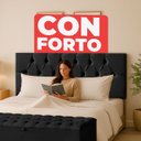 Ver imagem 4 de Cabeceira Solteiro Paris Estofada Painel com Recamier Baú 80cm para Cama Box Preto - Arkell