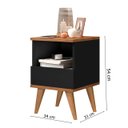 Ver imagem 3 de Mesa De Cabeceira Retrô Pés Palito Em Madeira Maciça - Pix - Preto Com Nature Com Nature - Lojas GD