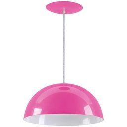 Pendente Meia Lua 40cm Luminária Alumínio Rosa - T&T Iluminação - 1