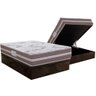 Cama Box Baú Casal: Colchão Espuma D33 Herval Long Live + Base Crc Suede Brown (138x188) - 1