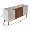 Ver imagem 3 de Buffet Marmore Retro Vintage 4 Portas 2 Prateleiras MDF MDP Off White Pinho Ripado Artely