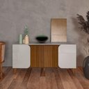 Ver imagem 2 de Buffet Marmore Retro Vintage 4 Portas 2 Prateleiras MDF MDP Off White Pinho Ripado Artely