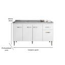 Ver imagem 2 de Balcão Gabinete para Pia Gabriela s/ Tampo 150cm 4 Portas 1 Gaveta - AJL Móveis Balcão Gabinete para