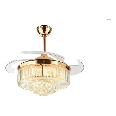 Ventilador Led Air Cristal Retrátil 4 Pás Lustre Dimmer Ops