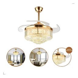Ventilador Led Air Cristal Retrátil 4 Pás Lustre Dimmer Ops - 3