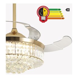 Ventilador Led Air Cristal Retrátil 4 Pás Lustre Dimmer Ops - 5