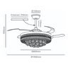 Ventilador Led Air Cristal Retrátil 4 Pás Lustre Dimmer Ops - 8