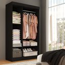 Ver imagem 2 de Guarda-roupa Solteiro Cordoba 2 Portas de Correr Preto - Panorama Móveis