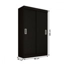 Ver imagem 5 de Guarda-roupa Solteiro Cordoba 2 Portas de Correr Preto - Panorama Móveis