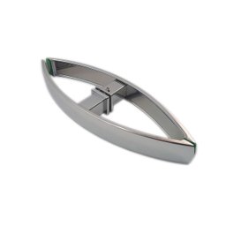 Puxador curvo com 1 furo 27cm para porta de vidro e portão - Cromado - 1