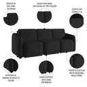 Ver imagem 3 de Sofá Cama Casal para Sala 306cm Polska K04 Veludo Preto - Mpozenato