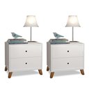 Ver imagem 1 de KIT 2 CRIADOS DE CABECEIRA RETRO PES PALITO 2 GAVETAS BRANCO