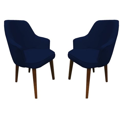 Kit 2 Cadeiras Decorativa Lara Suede Azul Marinho - Dominic Decor