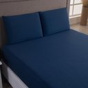 Ver imagem 2 de Jogo de Cama Lençol Sereno Solteiro em Malha Algodão 2 Peças Marinho 100% Algodão