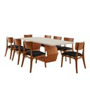 Ver imagem 2 de Sala de Jantar Mesa Ane 220cm Tampo Laqueado com Vidro Canto Moeda e 8 Cadeiras Viena Gold