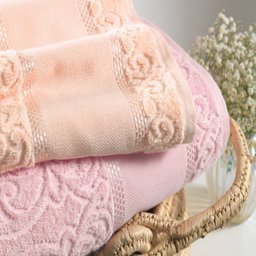 TOALHA BANHÃO PARA BORDAR KARSTEN MELINA 90X150CM:Rosa Quartzo - 3