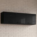 Ver imagem 1 de Armário Aéreo de Cozinha 120cm 3 Portas Classic P11 Preto - Mpozenato