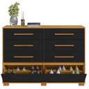 Ver imagem 2 de Cômoda Sapateira Siena 6 Gavetas Carvalho Americano Preto Tx - Incorplac