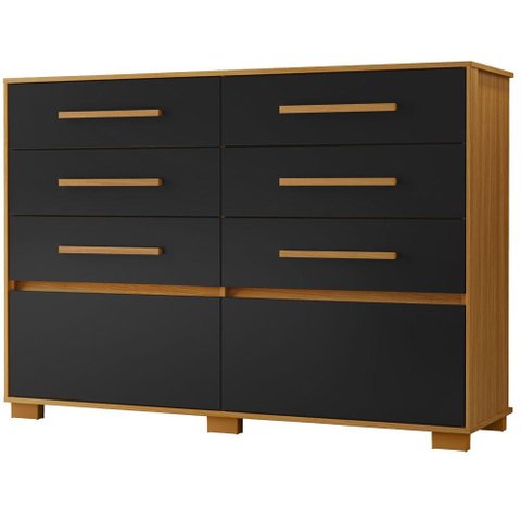 Cômoda Sapateira Siena 6 Gavetas Carvalho Americano Preto Tx - Incorplac