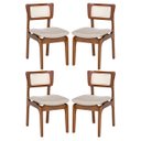 Ver imagem 1 de Kit 4 Cadeiras de Jantar Portugal em Madeira Imbuia Encosto Tela Rattan Linho Bege M58