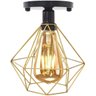Lustre Teto Plafon + Lâmpada Led Industrial Aramado Diamante Dourado Retrô Luminária Vintage - 4