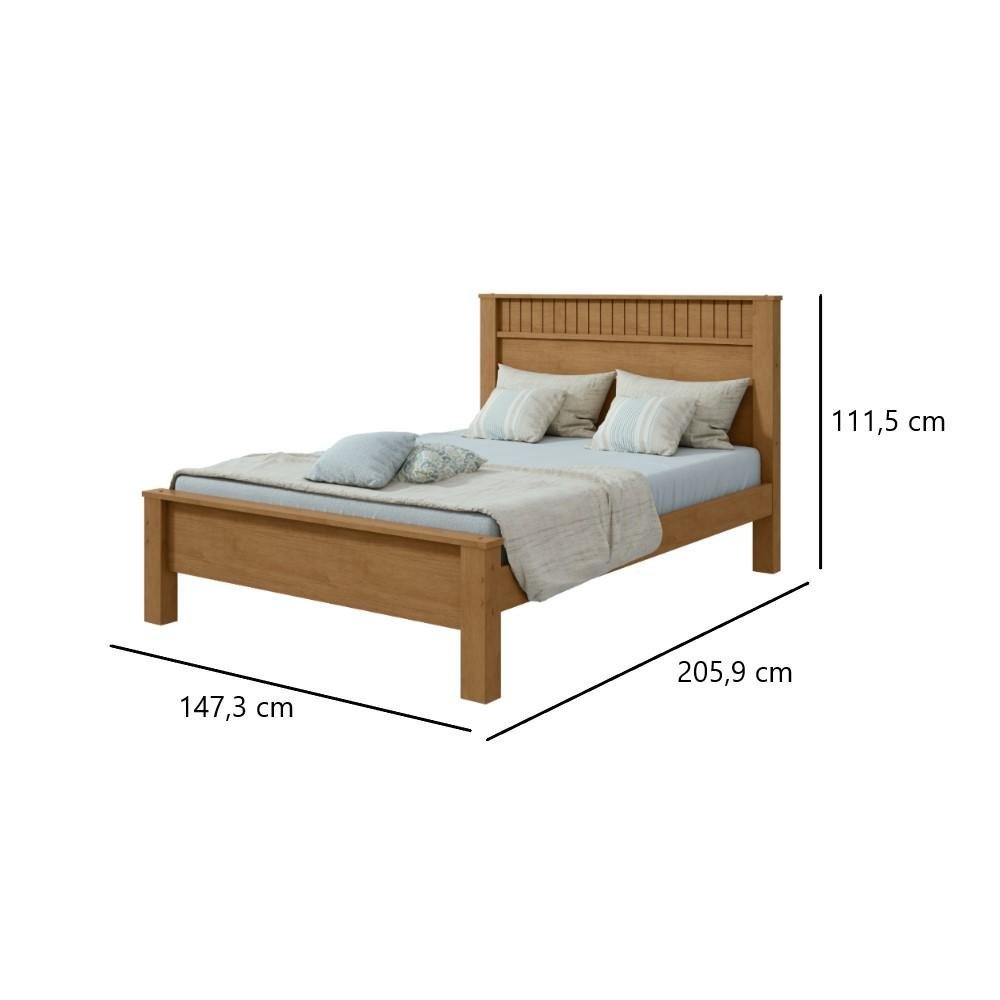 Cama Lopas Quarto Casal 140 cm Athenas Com Cabeceira Marrom Madeira - 3