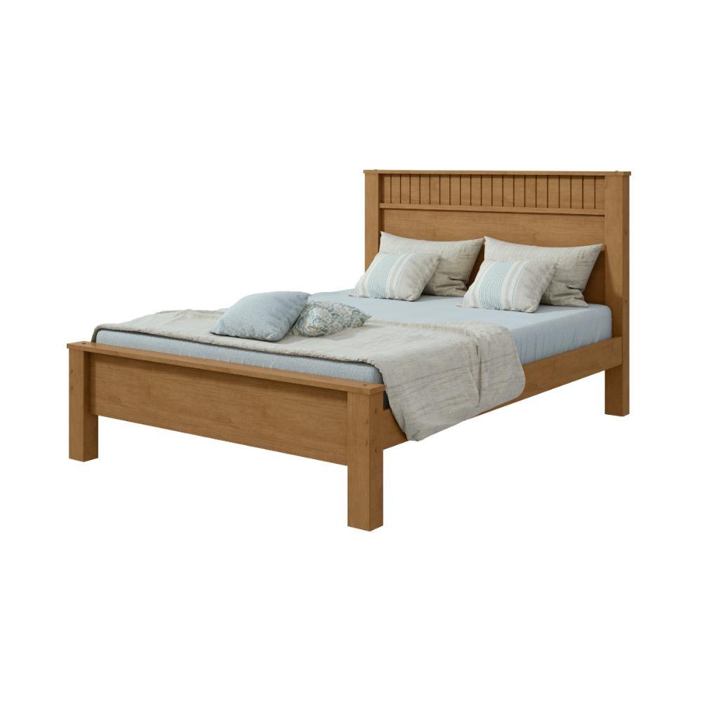 Cama Lopas Quarto Casal 140 cm Athenas Com Cabeceira Marrom Madeira - 2