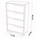 Ver imagem 5 de Cômoda para Quarto Pequena 4 Gavetas 70cm Lody A04 Flex Branco Freijó - Lyam Decor