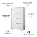 Ver imagem 4 de Cômoda para Quarto Pequena 4 Gavetas 70cm Lody A04 Flex Branco Freijó - Lyam Decor