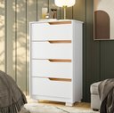 Ver imagem 3 de Cômoda para Quarto Pequena 4 Gavetas 70cm Lody A04 Flex Branco Freijó - Lyam Decor