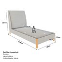 Ver imagem 3 de Cama Solteiro com Cabeceira e Mesa de Cabeceira 100% Mdf Cor:linho Aluminio com Musgo