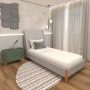 Ver imagem 1 de Cama Solteiro com Cabeceira e Mesa de Cabeceira 100% Mdf Cor:linho Aluminio com Musgo
