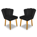 Ver imagem 2 de Kit 02 Cadeiras Estofada Pétala para Sala de Estar - Élpis Móveis - Veludo Preto