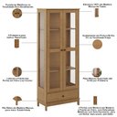 Ver imagem 5 de Cristaleira Rústica para Sala de Jantar Madeira Maciça 2 Portas Vidro 1 Gaveta Ethos F06 Freijó - Ly