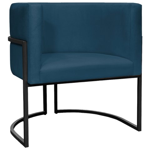 Poltrona Decorativa para Recepção Luna Suede Base de Ferro Preto