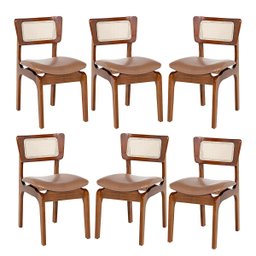 Kit 6 Cadeiras de Jantar Portugal em Madeira Imbuia com Tela Rattan Impermeável Caramelo L85 - 1