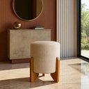 Ver imagem 7 de Puff Decorativo Redondo com Pés de Madeira Maciça Linho Piave