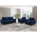 Ver imagem 1 de Conjunto Estofado Living 3 Lugares + 2 Poltrona Napoles Veludo Azul - Casa Giulia