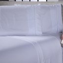 Ver imagem 1 de Jogo de Cama Lençol Casal Queen Sofist Ponto Palito 400 Fios Toque Macio 03 Peças - Branco