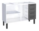 Ver imagem 2 de Gabinete / Balcão de Cozinha Ju em Aço para Pia de 1.40m 3 Portas e 4 Gavetas Cor Preto/branco Cmax
